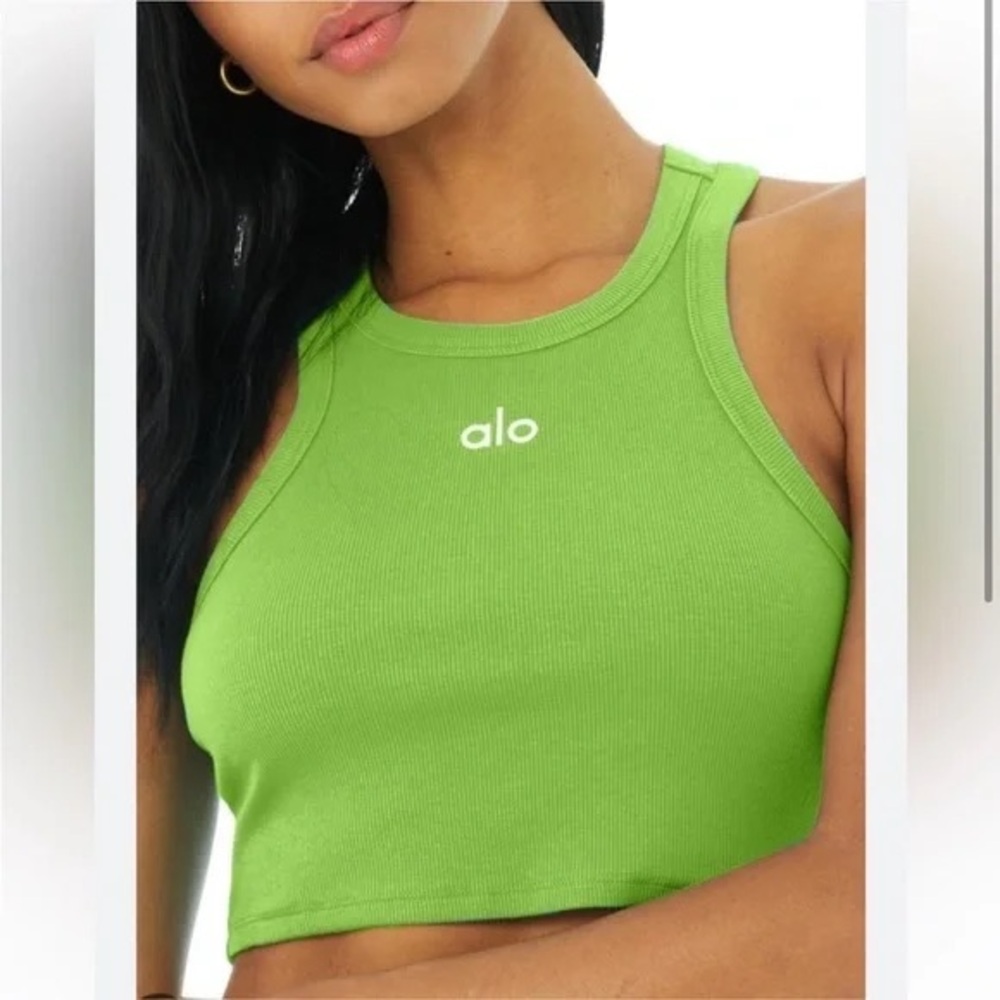 ALO Yoga Women's Aspire Tank - Green Apple/White Brat Charli XCX